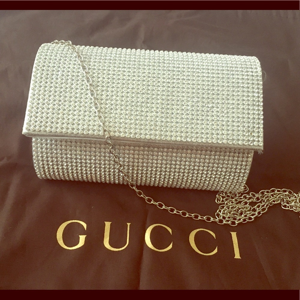 Silver crystal studded clutch - Picture 1 of 8